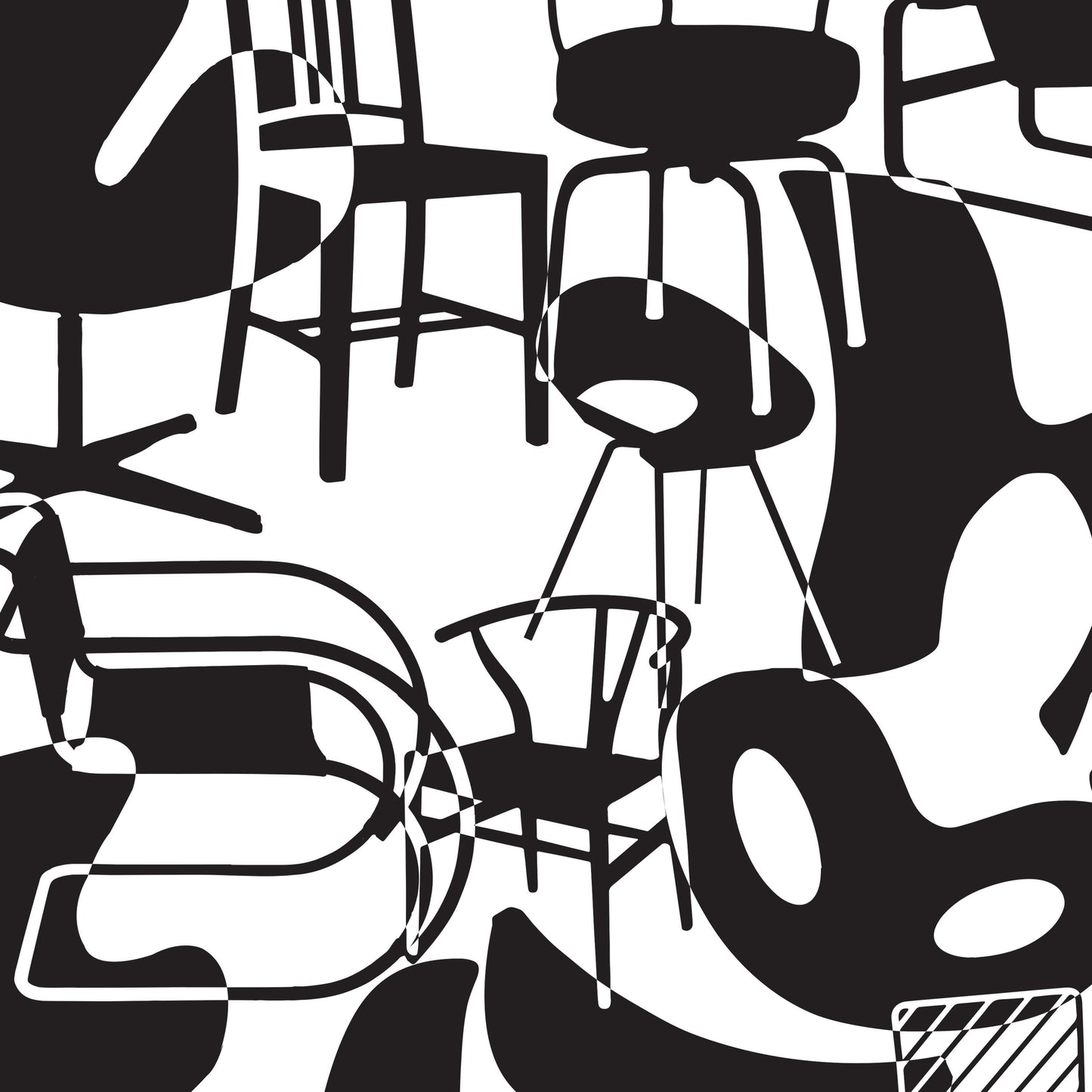 Shapes of iconic chairs. Double sided poster
