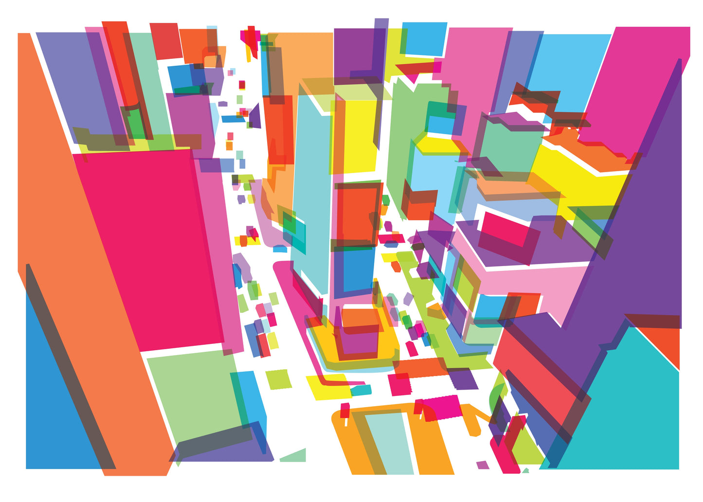 Times Square aerial view 3D picture & Print