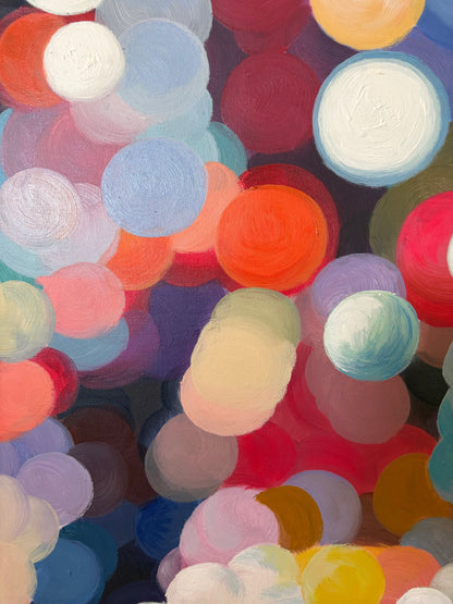 Pointillist NYC oil painting. Taxi