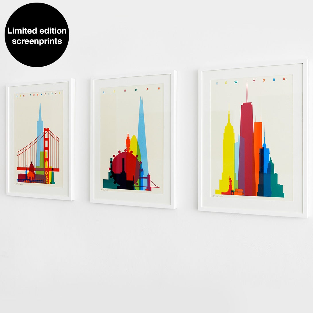 Shapes of London/NYC/SF. A2 limited edition screenprint.  ***Only a few left***